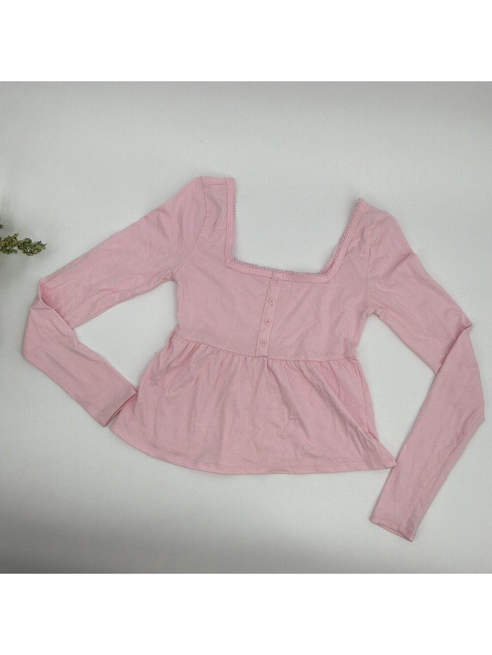 Pink Longsleeve Babydoll Top Women’s Size S Y2K Coquette